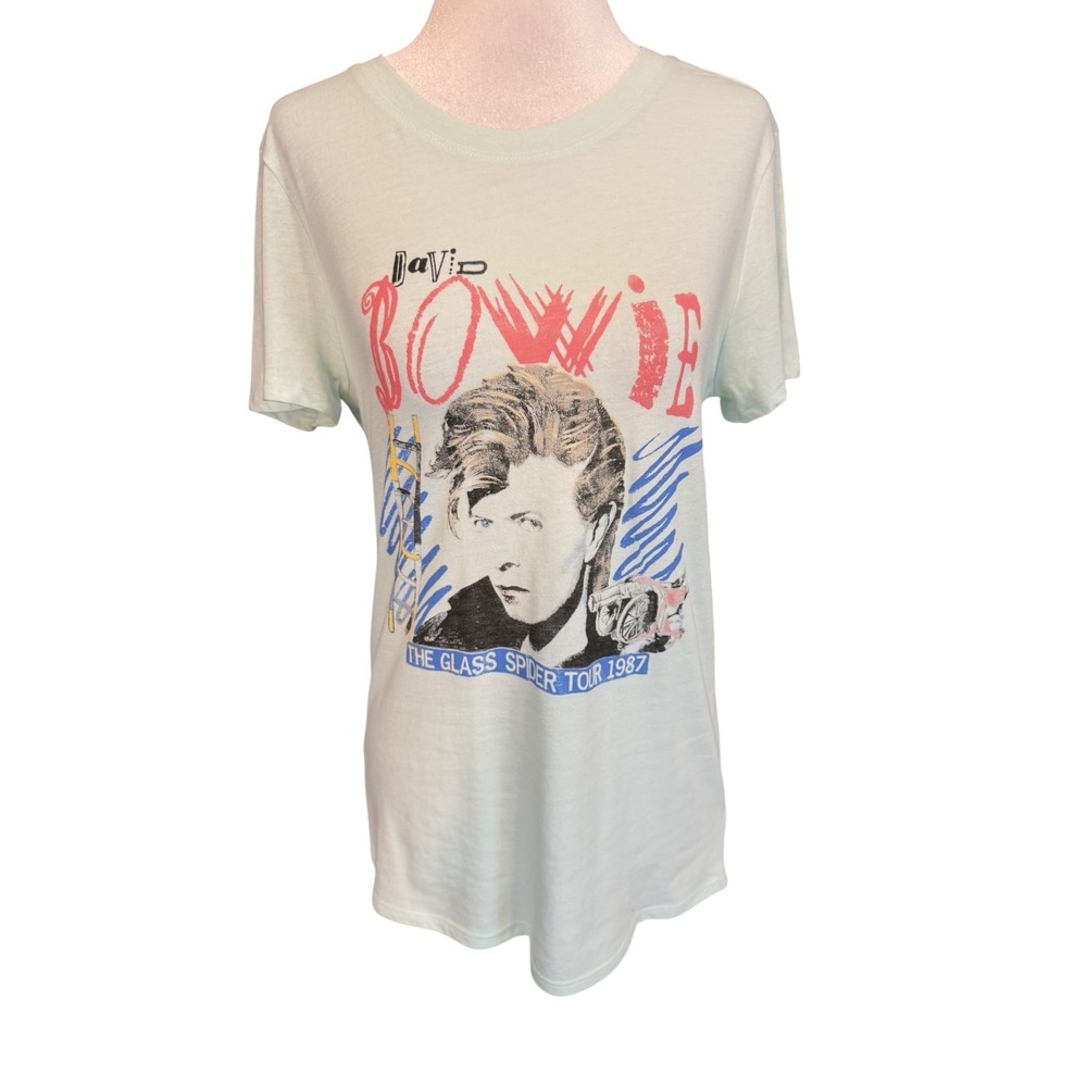 Lucky Brand David Bowie Glass Spider Tour 1987‎ Graphic Tee Mint Green Small NEW